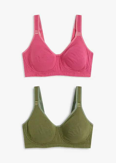 T-shirtbehå utan bygel med bomull (2-pack), bonprix