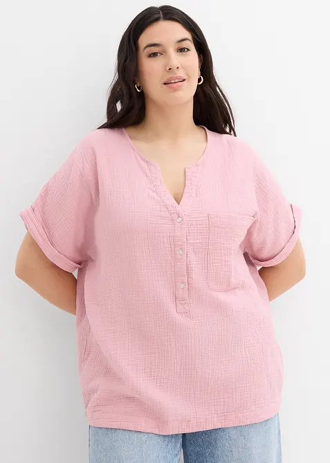 Muslinblus med korta ärmar, bonprix