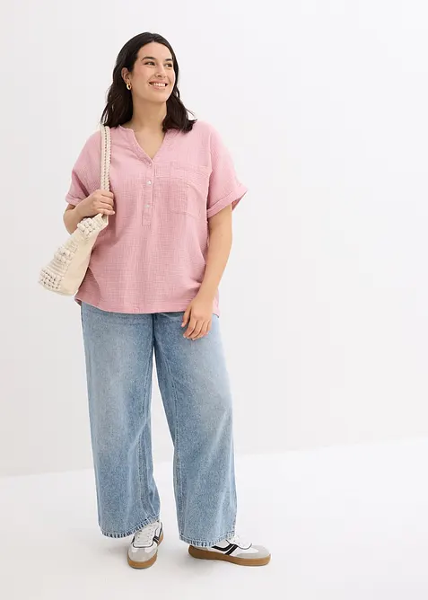 Muslinblus med korta ärmar, bonprix