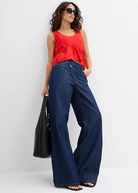 Bluslinne i luftig linneblandning, bonprix