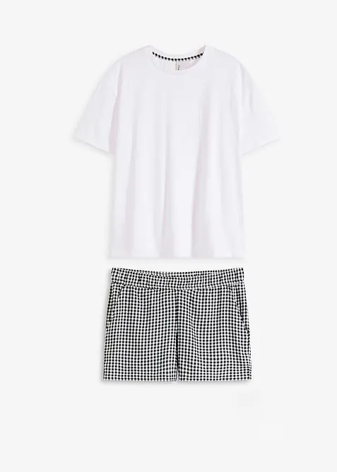 Oversizepyjamas med shorts i vävt material, bonprix