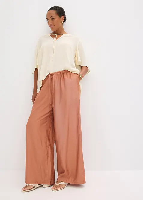 Palazzobyxa i viskosblandning med struktur, bonprix