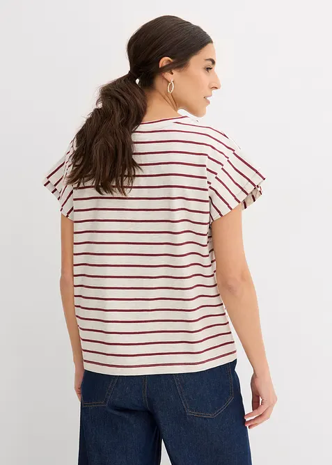 Randig topp med volangärmar, bonprix