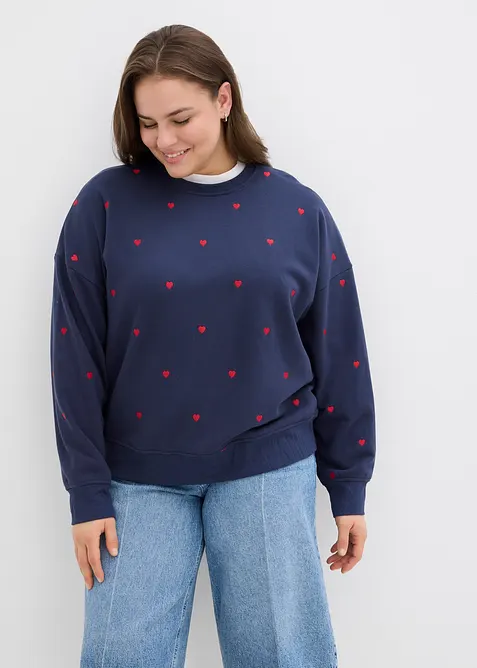 Oversized sweatshirt med broderi, bonprix