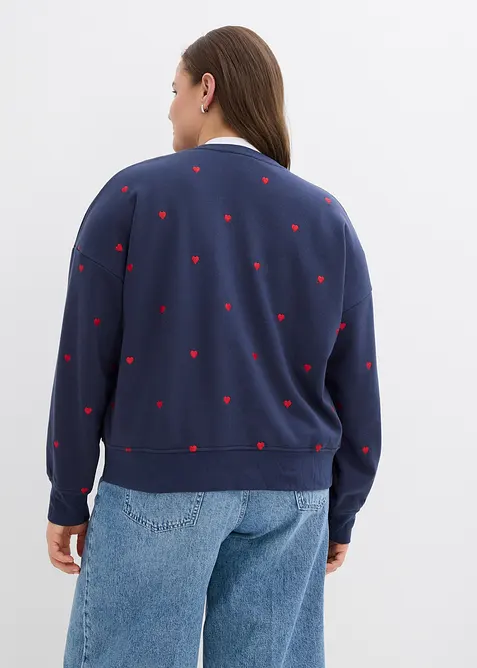 Oversized sweatshirt med broderi, bonprix