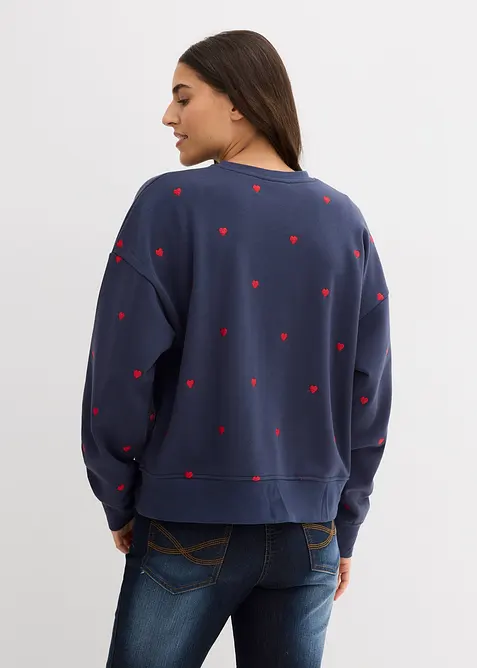 Oversized sweatshirt av bomullsmix, med broderi, bonprix