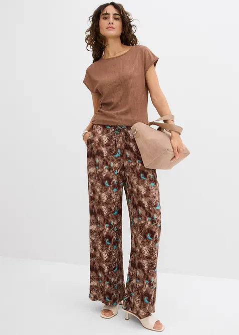 Byxa av mjuk viskos med resårmidja, bonprix