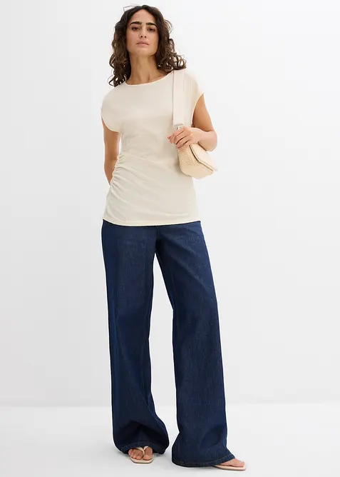 Asymmetriskt linne i tunn kräpp, bonprix