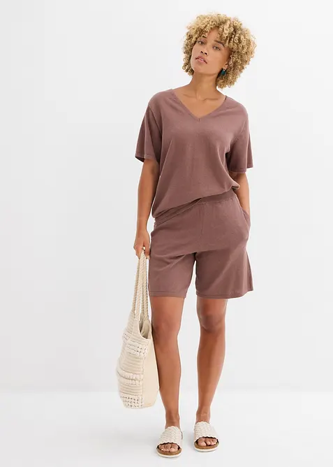 Dra på-shorts i finstickat material, bonprix