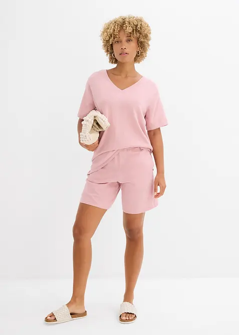 Finstickad topp i bomullsmix, bonprix