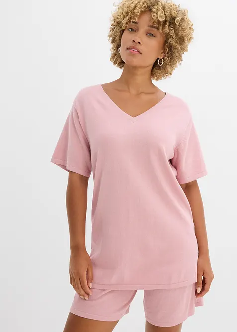 Finstickad topp i bomullsmix, bonprix