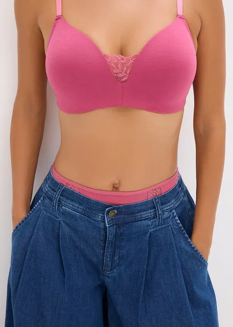 BH med formpressade kupor utan bygel, med bomull (2-pack), bonprix