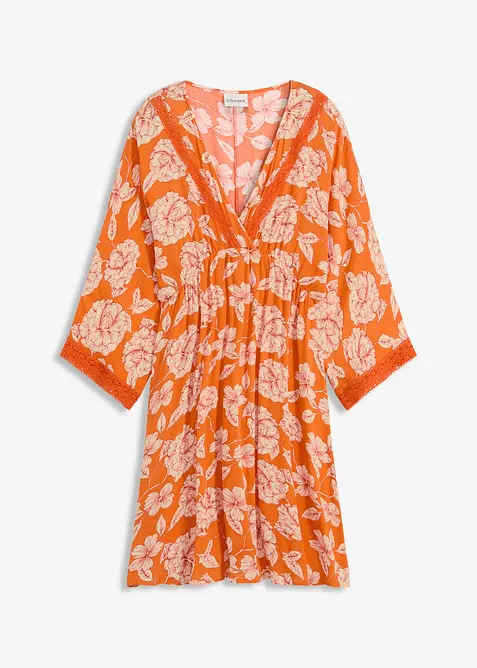 Tunikaklänning med spets i viskos med struktur, bonprix