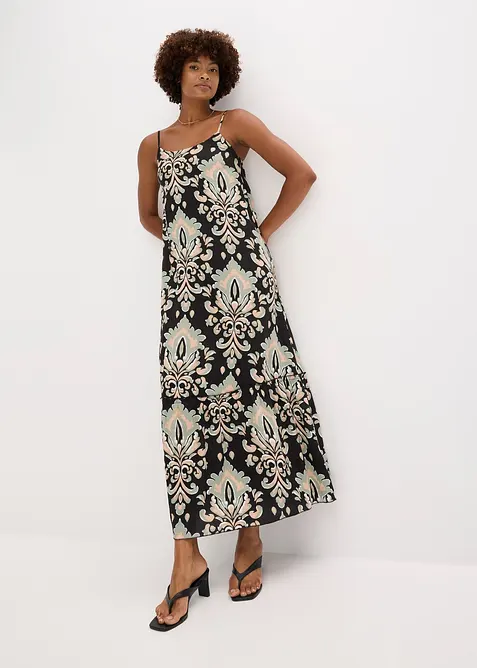 Klänning av viskos med struktur, med axelband, bonprix