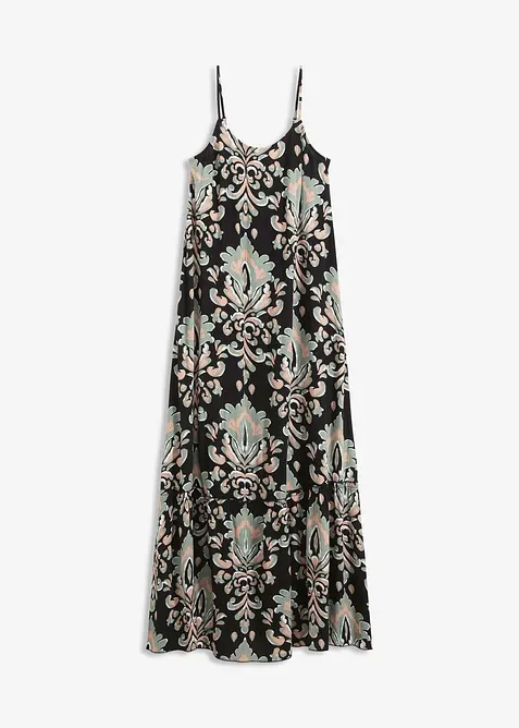 Klänning av viskos med struktur, med axelband, bonprix