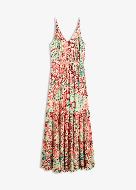 Jerseyklänning med smala axelband i mjuk viskosmix, bonprix