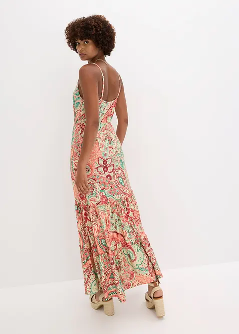 Jerseyklänning med smala axelband i mjuk viskosmix, bonprix