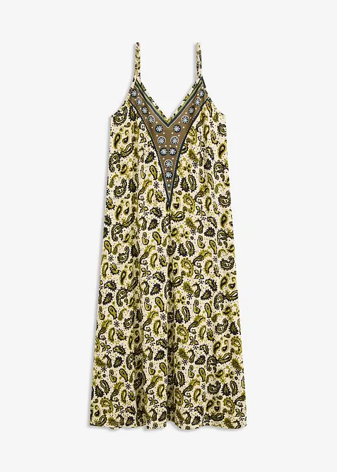 Klänning med smala axelband i mjuk viskosmix, bonprix