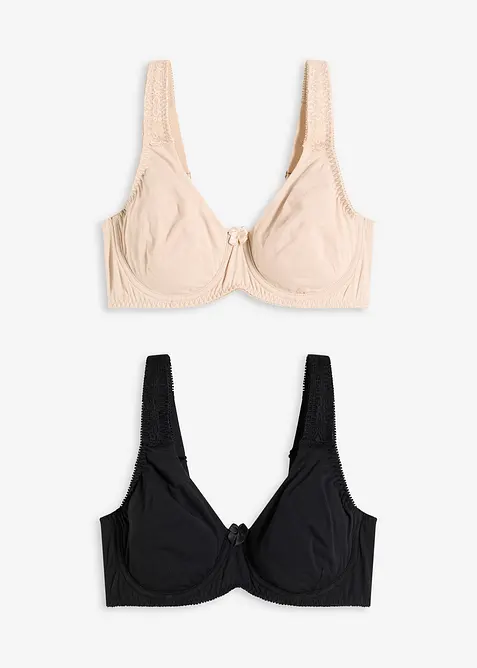 T-shirtbehå med bygel och bomull (2-pack), bonprix