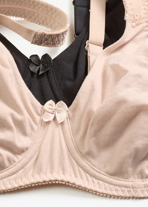 T-shirtbehå med bygel och bomull (2-pack), bonprix