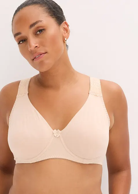 T-shirtbehå med bygel och bomull (2-pack), bonprix