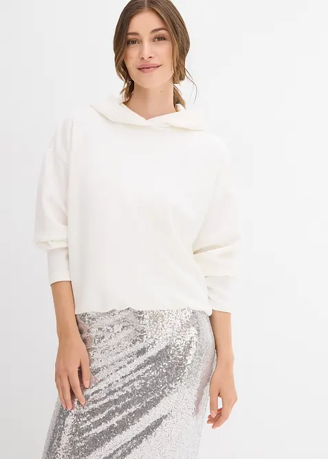 Hoodie av lätt glansig viskosmix, bonprix
