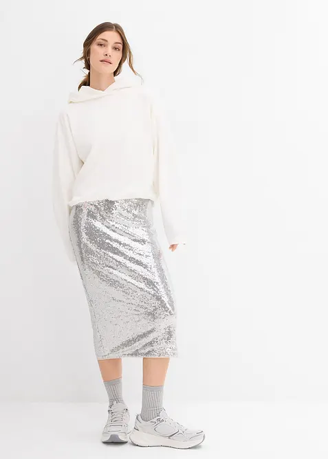 Hoodie av lätt glansig viskosmix, bonprix