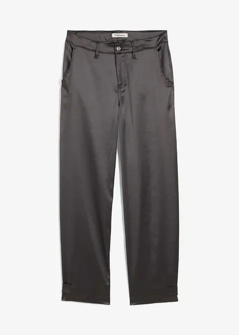 Byxa i barrel-modell av satin med mjukt fall, bonprix