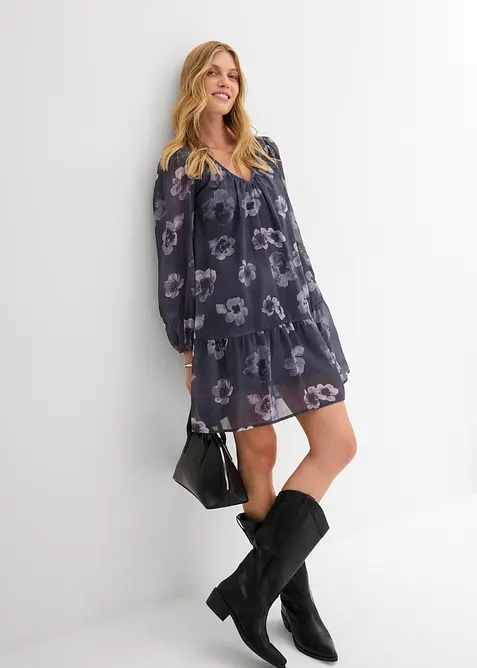 Chiffongklänning i kort modell, bonprix