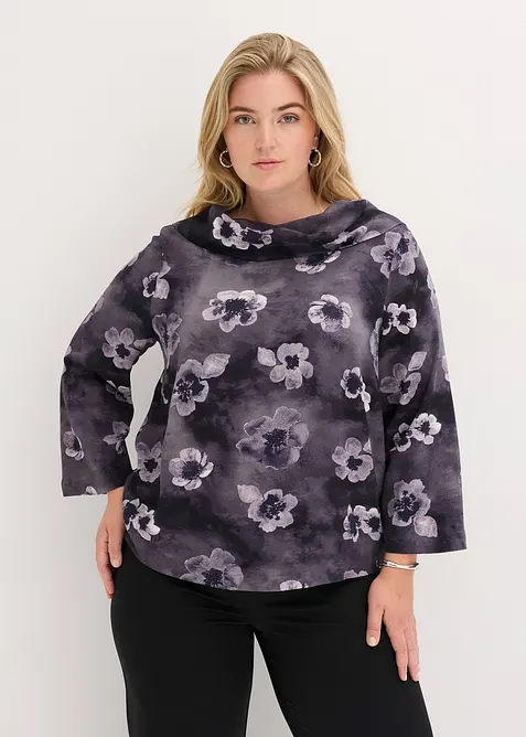 Blus i kräppat material med struktur, bonprix