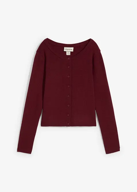 Finstickad cardigan i kort modell, bonprix