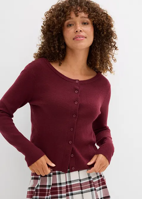 Finstickad cardigan i kort modell, bonprix