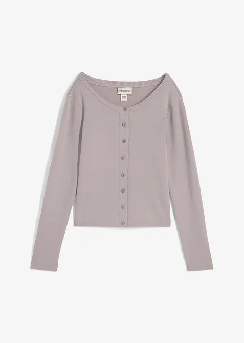 Finstickad cardigan i kort modell, bonprix