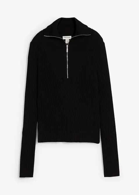 Ribbstickad topp av mjuk viskosmix, bonprix