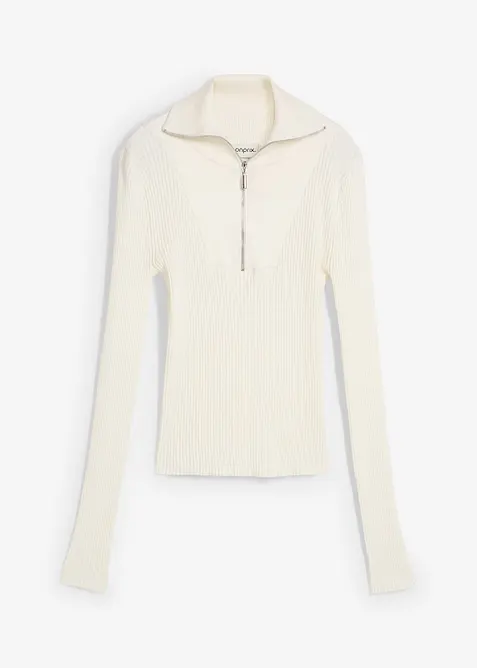 Ribbstickad topp av mjuk viskosmix, bonprix