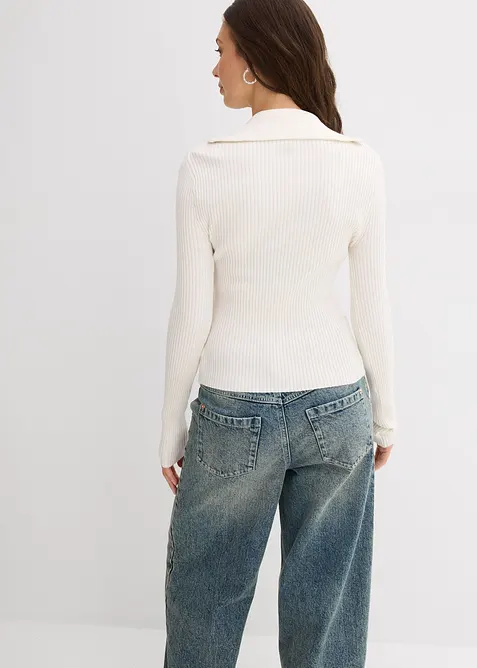 Ribbstickad topp av mjuk viskosmix, bonprix