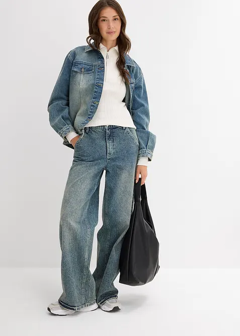 Ribbstickad topp av mjuk viskosmix, bonprix