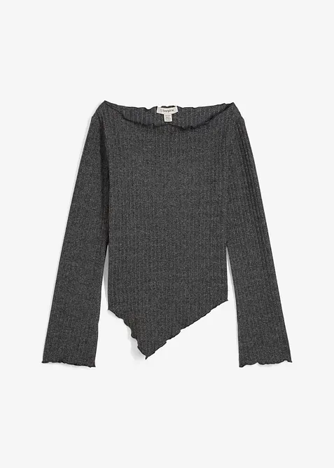 Ribbstickad topp av mjuk viskosmix, bonprix