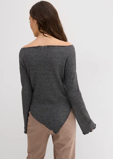 Ribbstickad topp av mjuk viskosmix, bonprix