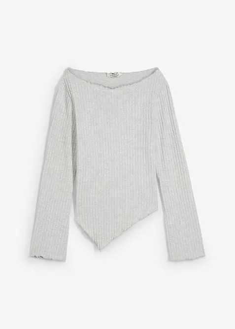 Ribbstickad topp av mjuk viskosmix, bonprix