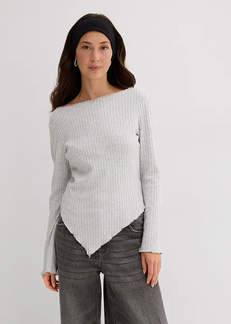 Ribbstickad topp av mjuk viskosmix, bonprix