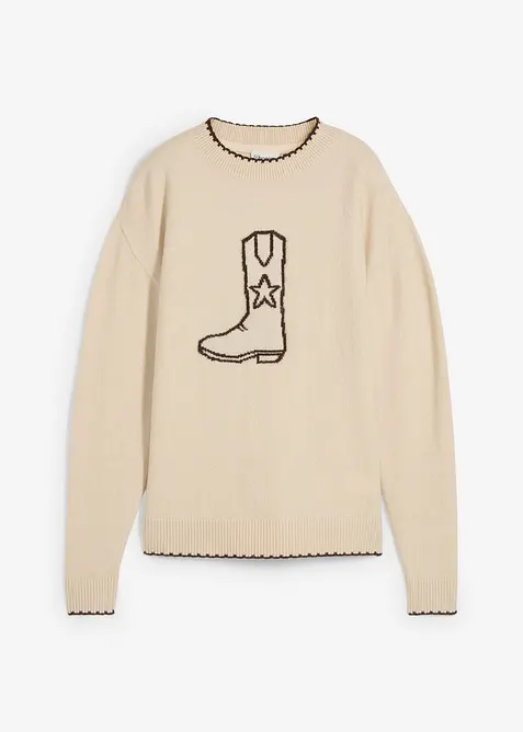 Finstickad tröja med överskurna axlar, bonprix