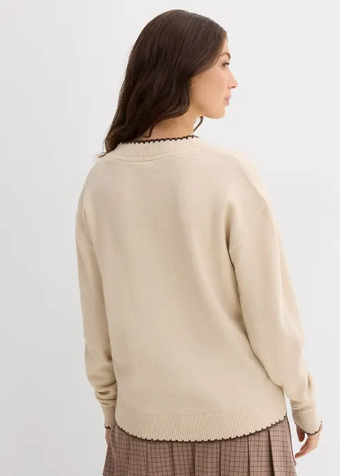 Finstickad tröja med överskurna axlar, bonprix