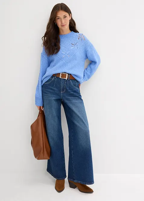 Grovstickad tröja i mjuk materialblandning, bonprix