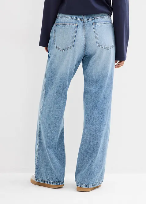 Wide Leg Jeans Mid Waist, Low Stretch, bonprix
