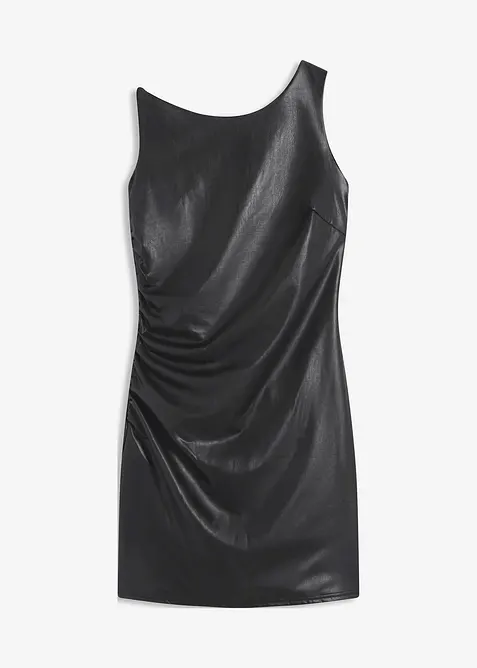 Miniklänning med bara axlar, i skinnimitation, bonprix