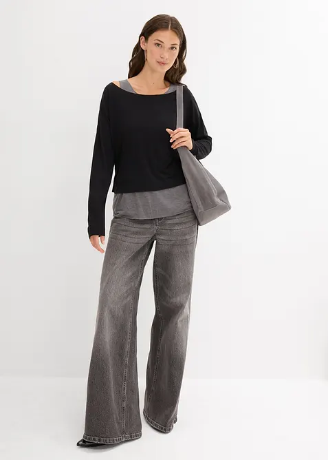 Linne och långärmad topp av jersey (2 delar), bonprix