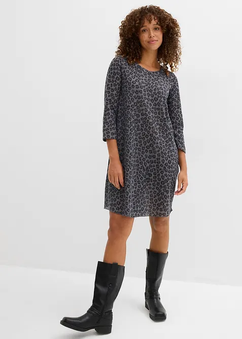 Kort trikåklänning med stickad effekt, bonprix