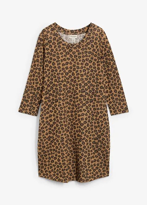 Kort trikåklänning med stickad effekt, bonprix