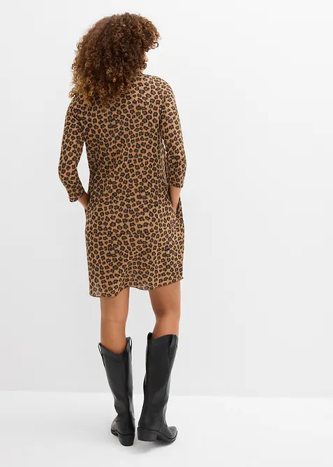 Kort trikåklänning med stickad effekt, bonprix